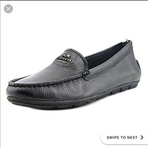 Women's Black Leather Coach Loafers